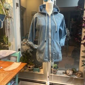 rag & bone Blue Hooded Jean Jacket